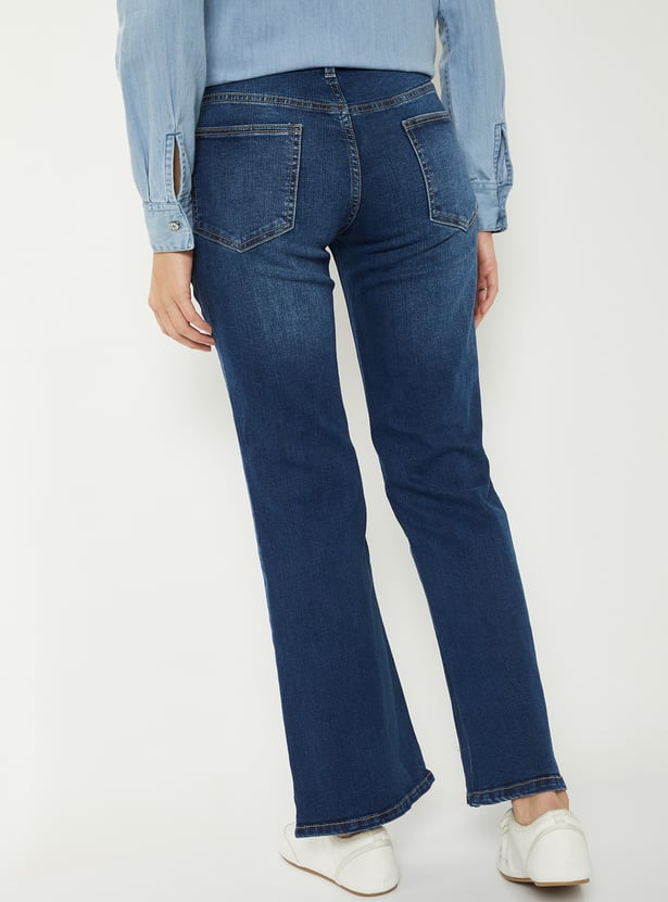 Women Dark Wash Clean Look Mid Rise Jeans