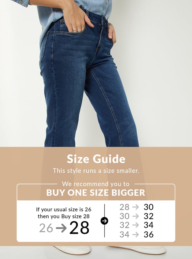 Women Dark Wash Clean Look Mid Rise Jeans