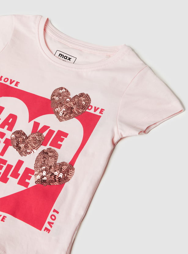 Girls Heart Sequin T-shirt