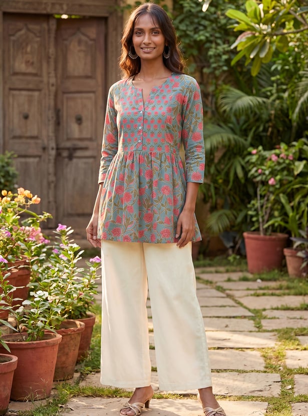 Women Floral Print A-line Kurti