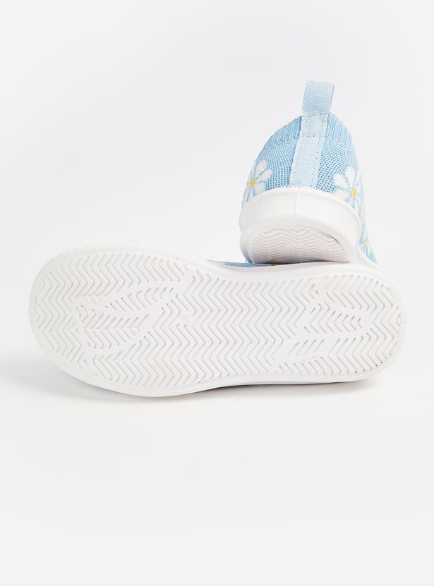 Girls Floral Print Slip-On Sports Shoes