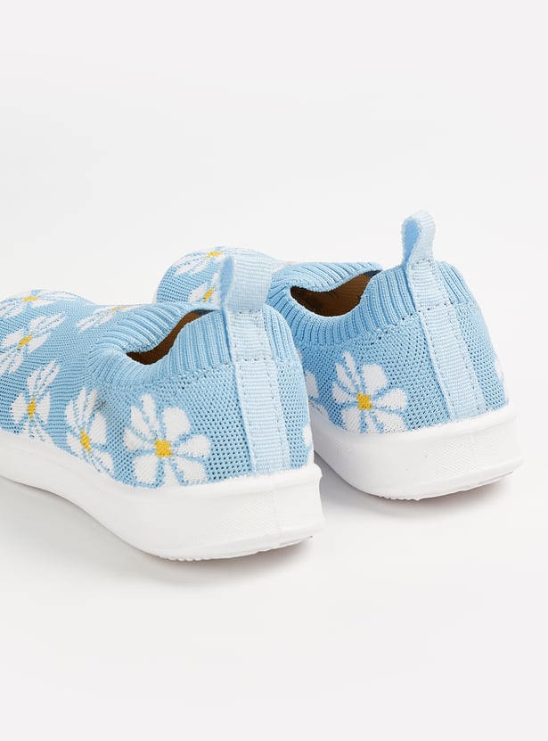 Girls Floral Print Slip-On Sports Shoes