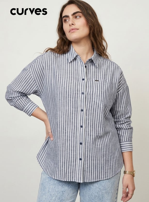 Women Striped Oversized Shirt