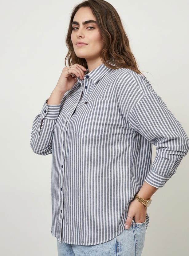 Women Striped Oversized Shirt