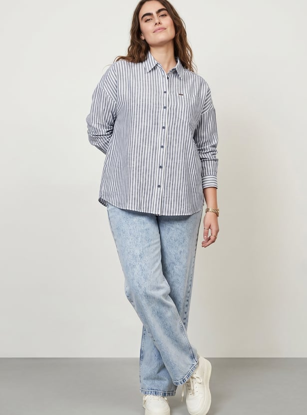 Women Striped Oversized Shirt