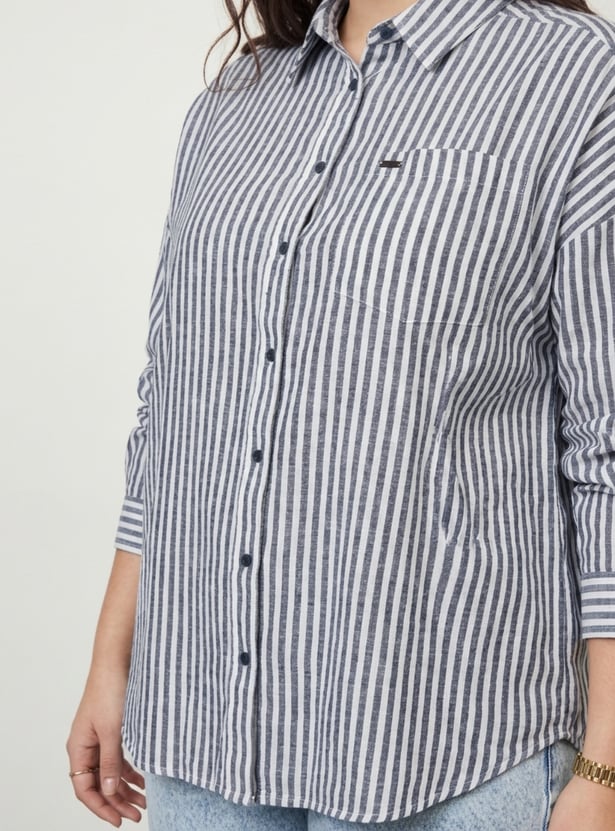 Women Striped Oversized Shirt