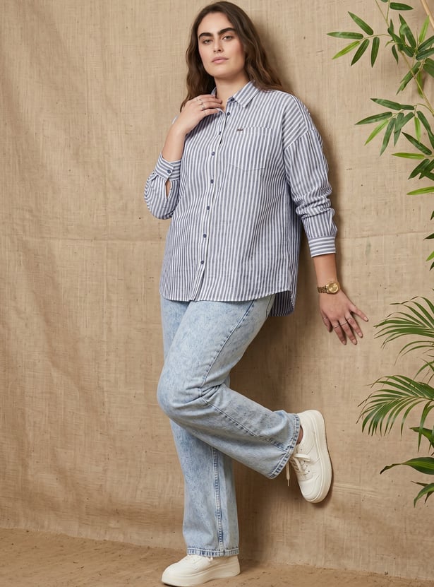 Women Striped Oversized Shirt