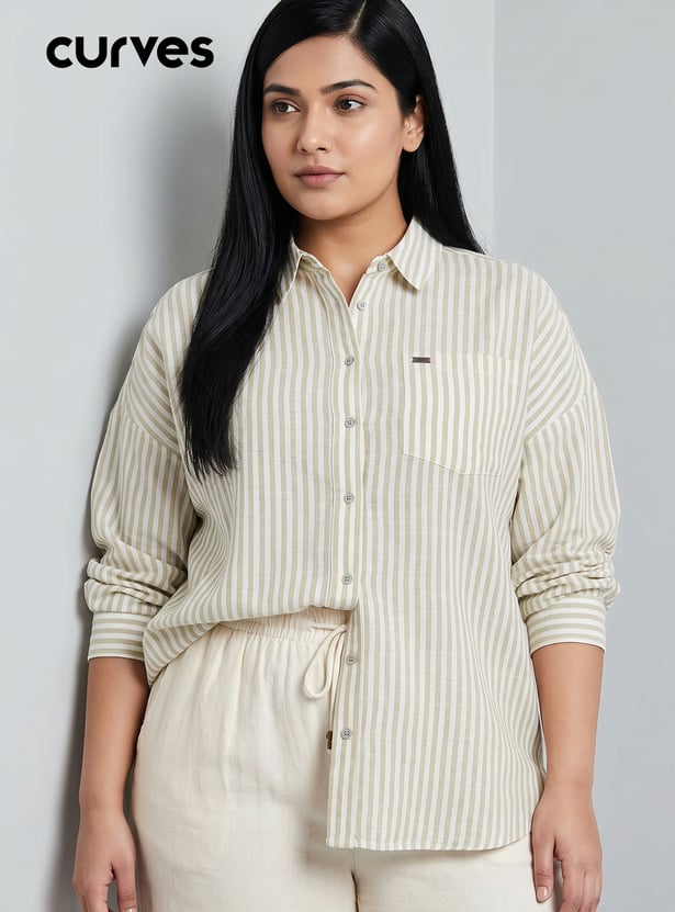 Women Striped Oversized Shirt