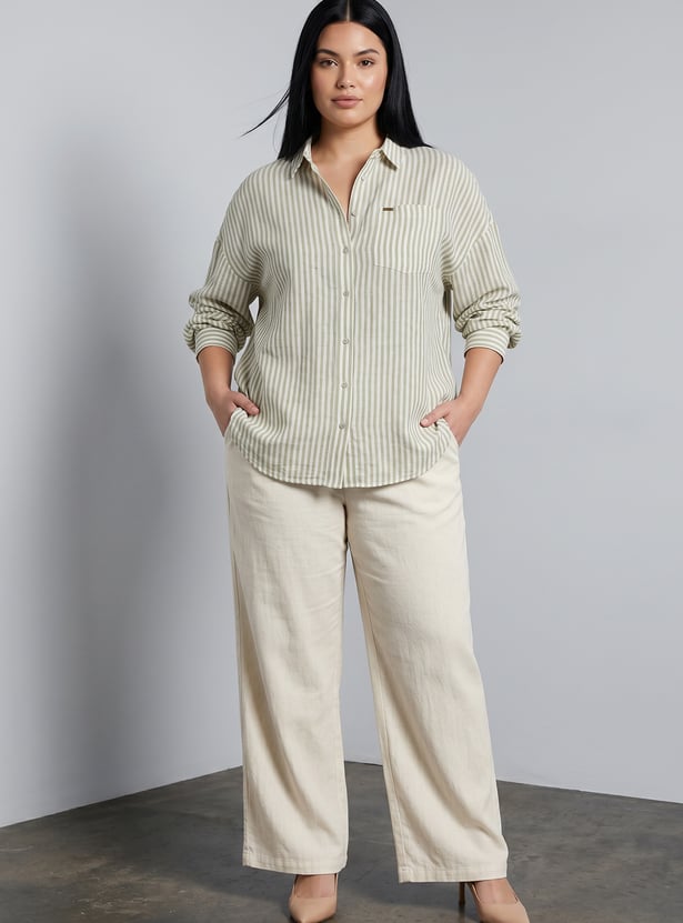 Women Striped Oversized Shirt