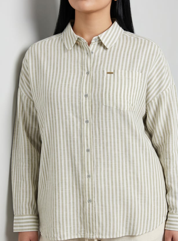 Women Striped Oversized Shirt