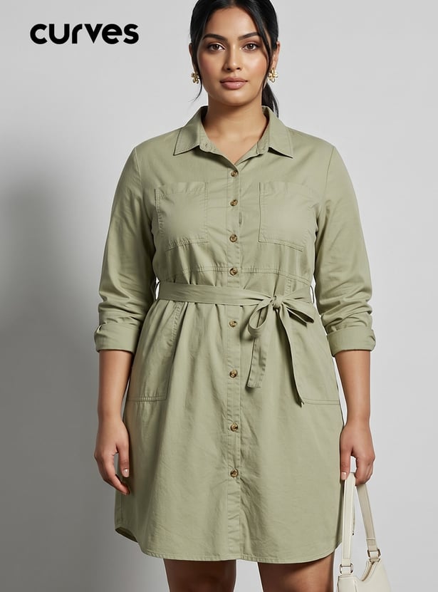 Women Solid Shirt Dress
