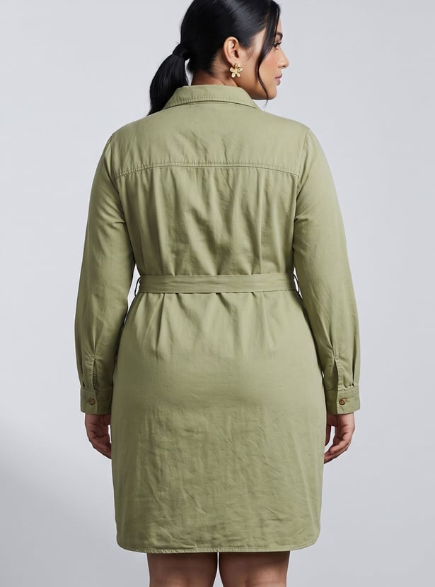 Women Solid Shirt Dress