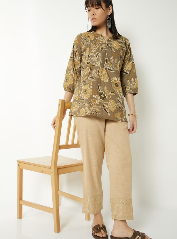Women Mirror Work Straight Pants