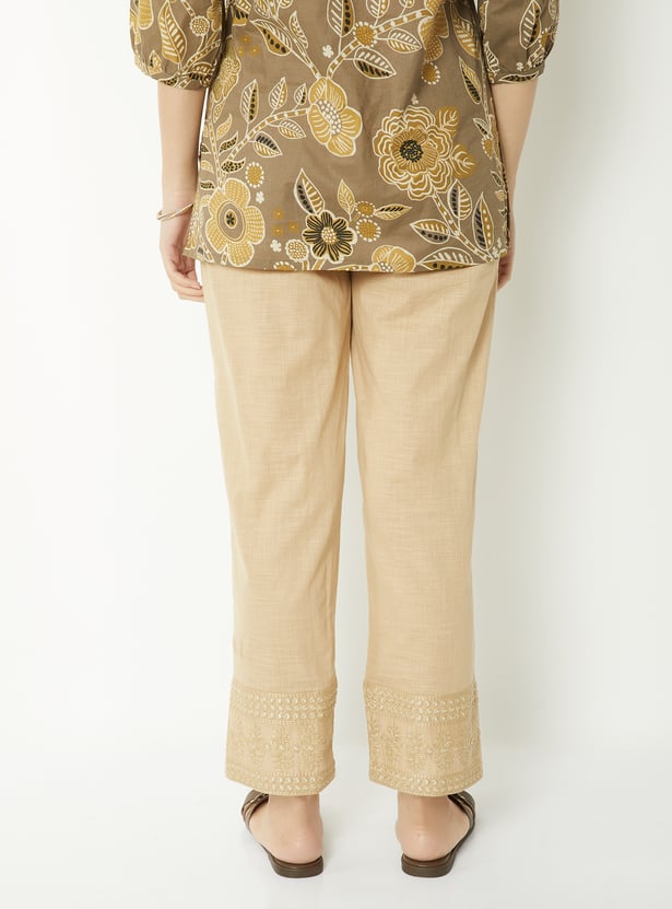 Women Mirror Work Straight Pants