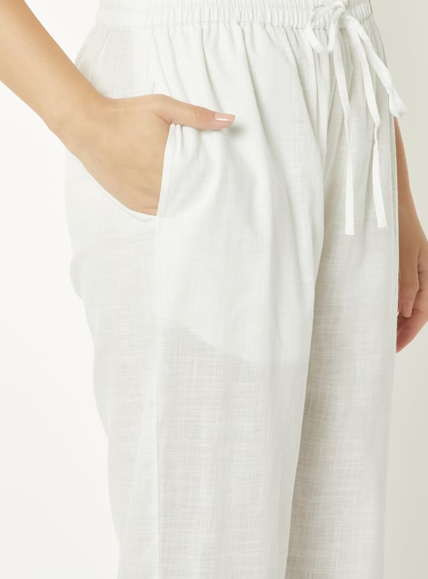 Women Mirror Work Straight Pants