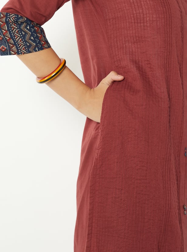 Women Pintuck Straight Kurta