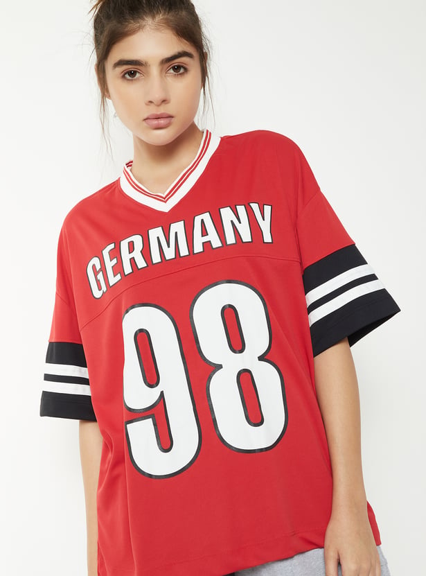 Women Printed Oversized Sports T-shirt