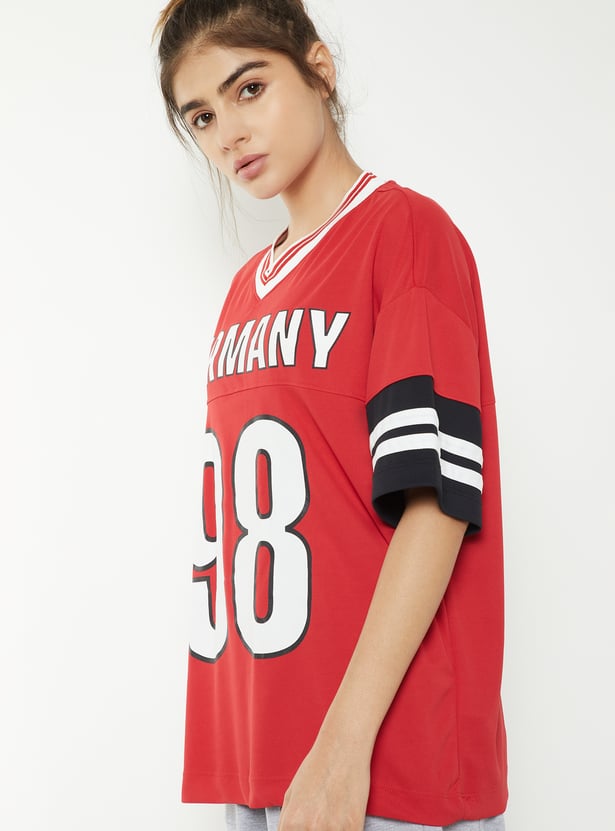 Women Printed Oversized Sports T-shirt