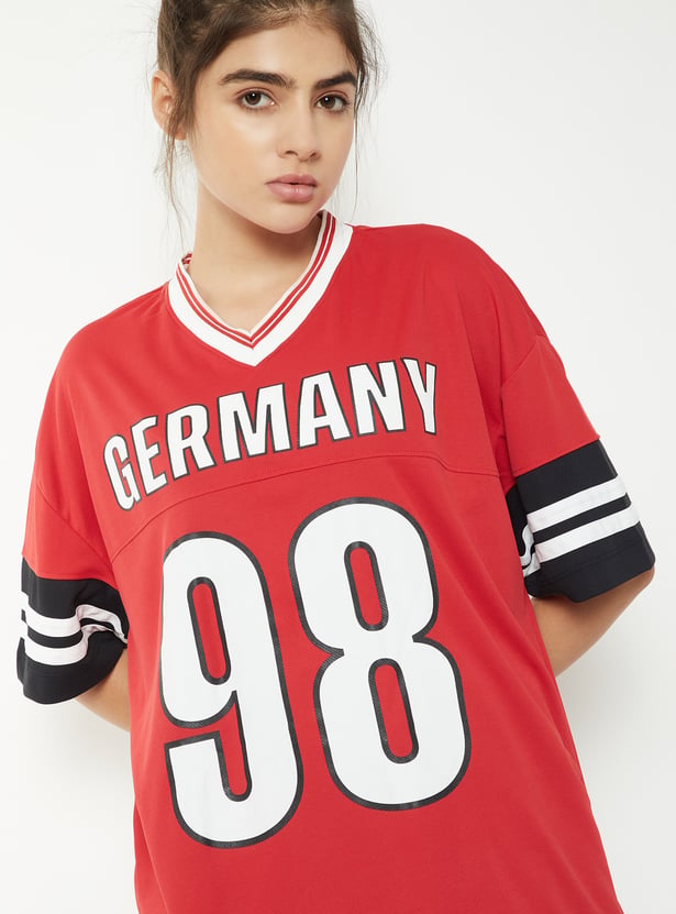Women Printed Oversized Sports T-shirt