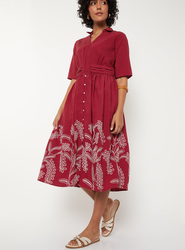 Women Embroidered Midi Dress