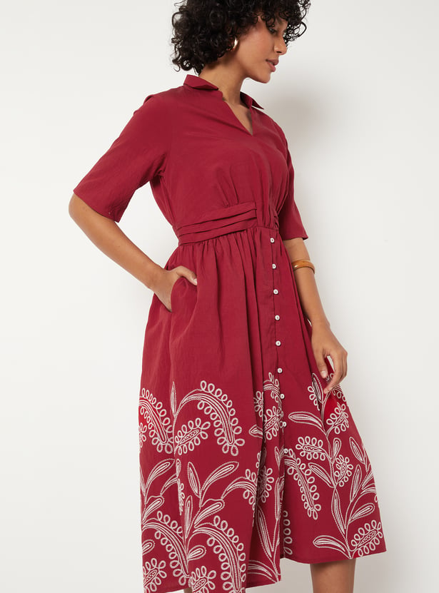 Women Embroidered Midi Dress