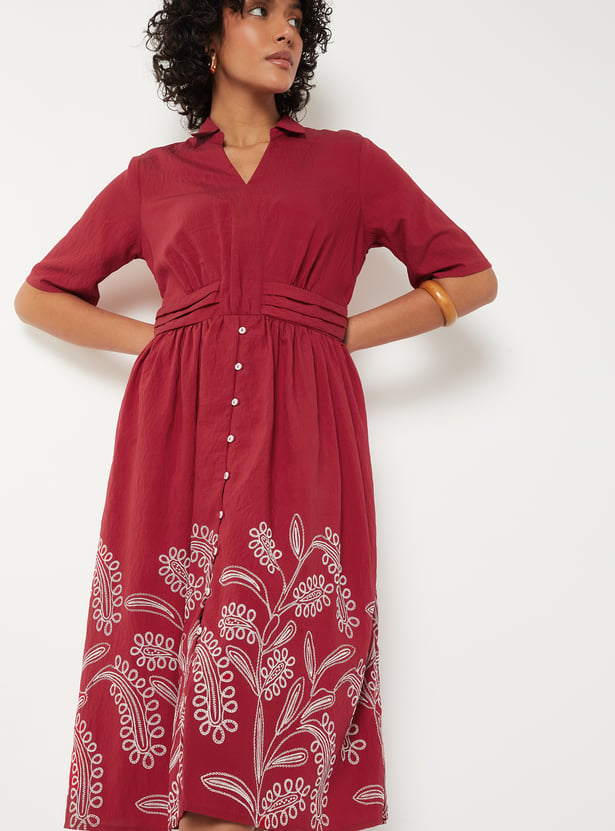 Women Embroidered Midi Dress