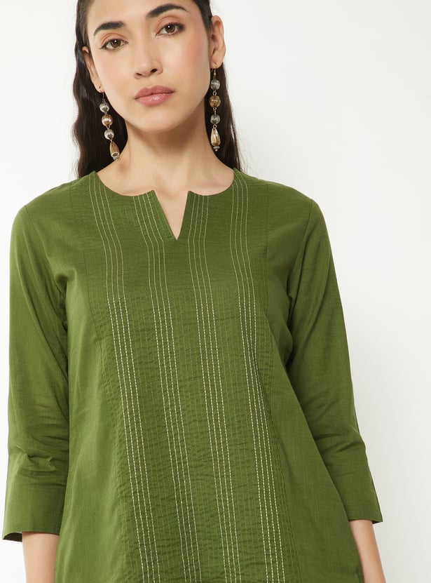 Women Embroidered Straight Kurta Set