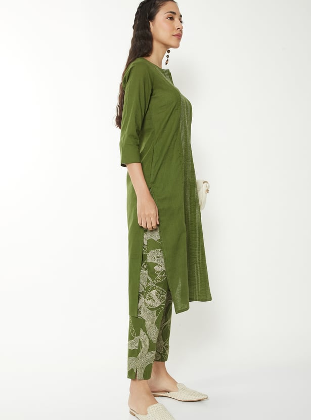 Women Embroidered Straight Kurta Set