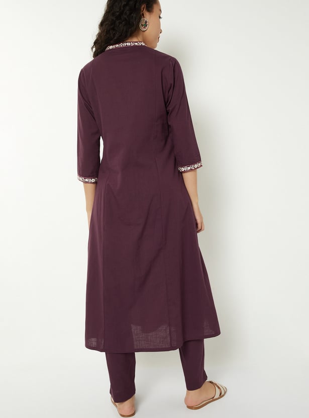 Women Embroidered A-Line Kurta Set
