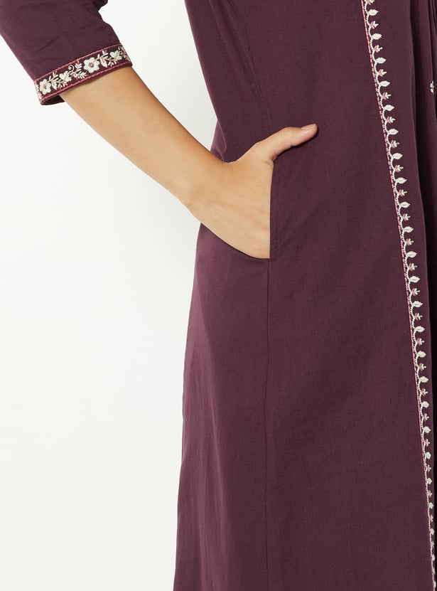 Women Embroidered A-Line Kurta Set