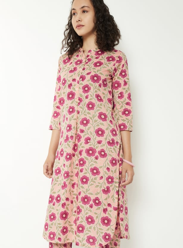 Women Floral Print Straight Kurta Set
