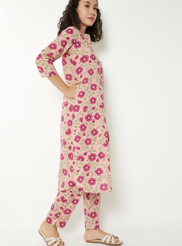 Women Floral Print Straight Kurta Set