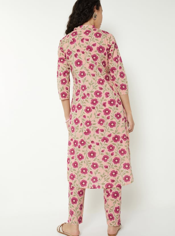 Women Floral Print Straight Kurta Set
