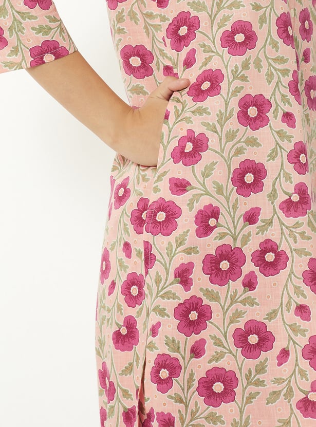 Women Floral Print Straight Kurta Set