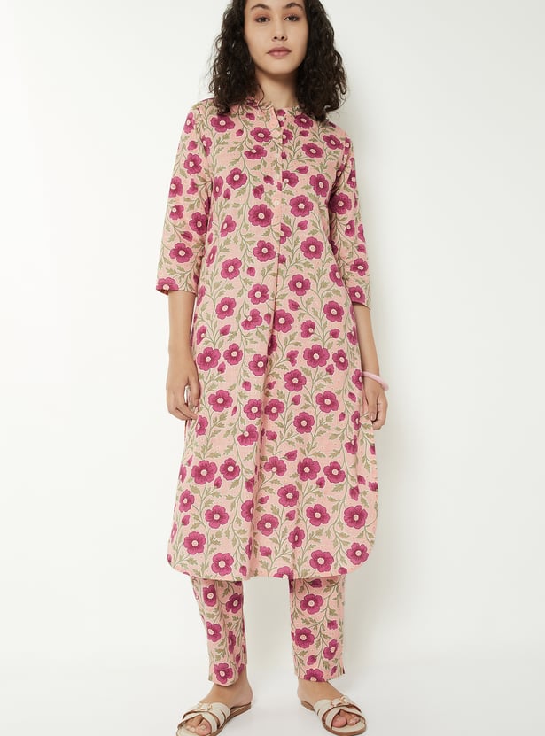 Women Floral Print Straight Kurta Set