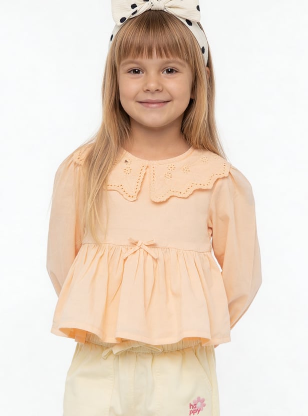 Girls Embroidered Peplum Top