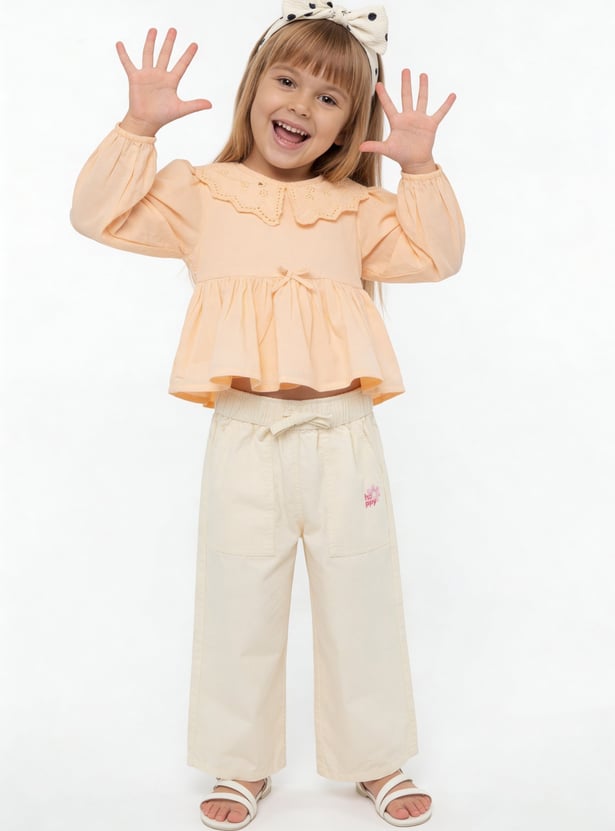 Girls Embroidered Peplum Top