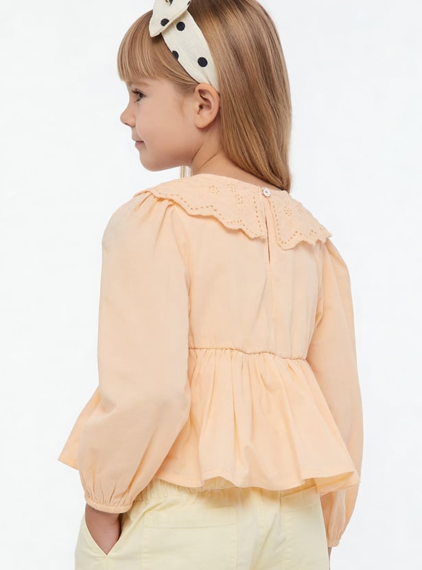 Girls Embroidered Peplum Top
