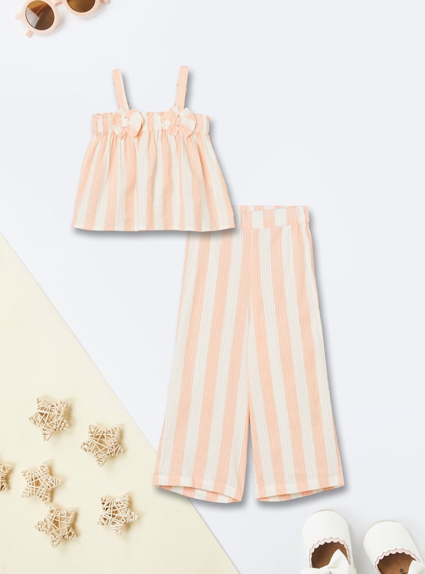 Girls Striped Trousers Set
