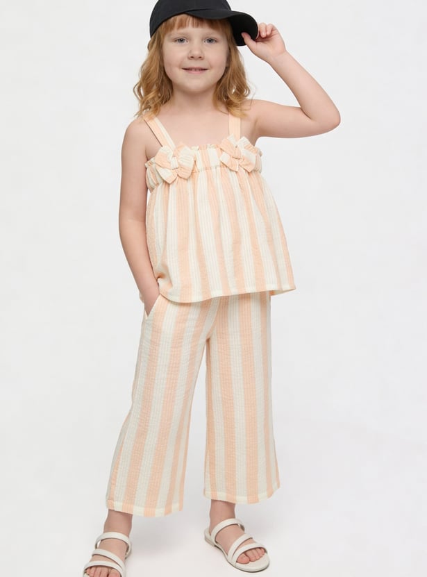 Girls Striped Trousers Set