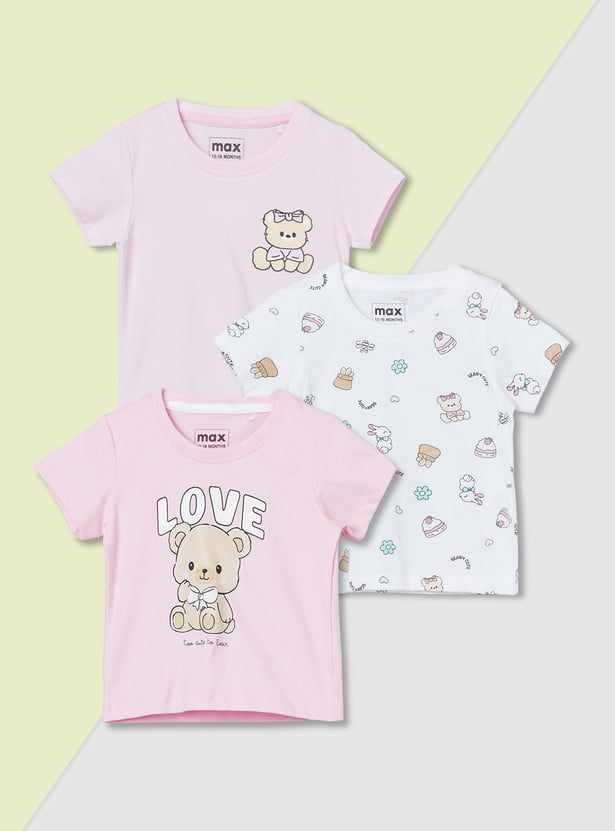 Girls Printed T-shirts - Pack of 3