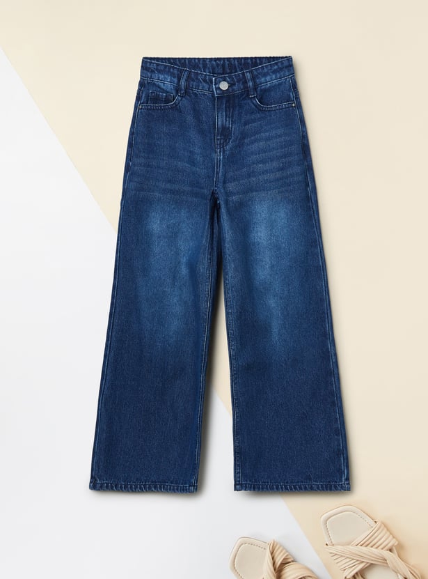 Girls Mid-Rise Wide Leg Jeans