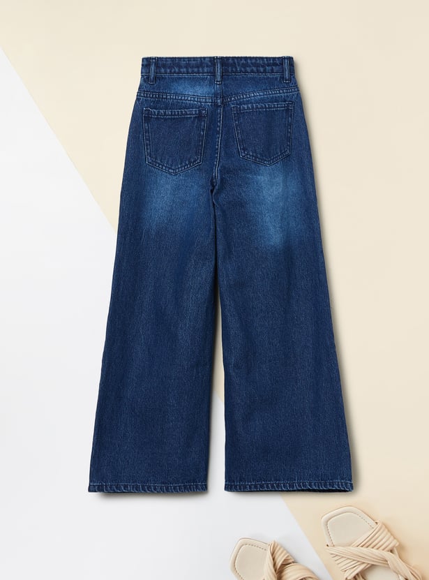 Girls Mid-Rise Wide Leg Jeans