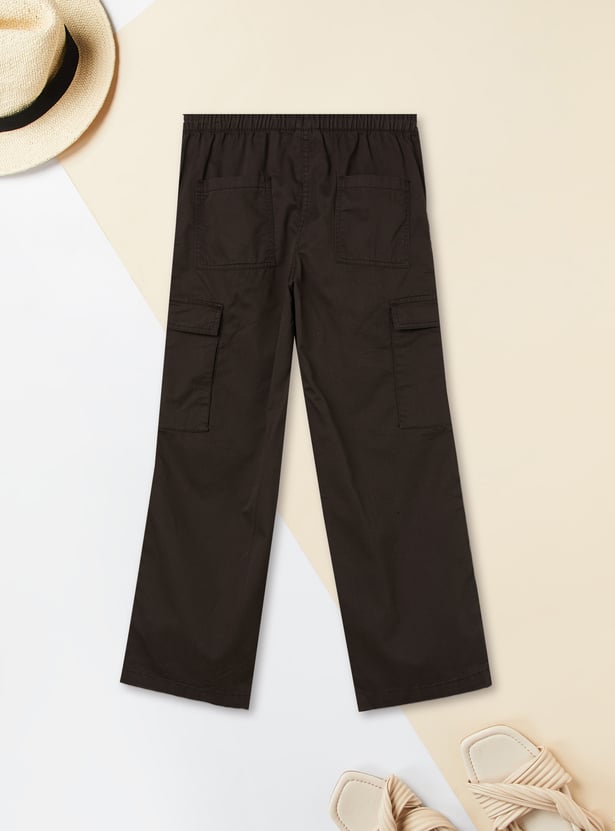 Girls Solid Parachute Cargos
