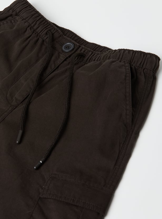 Girls Solid Parachute Cargos