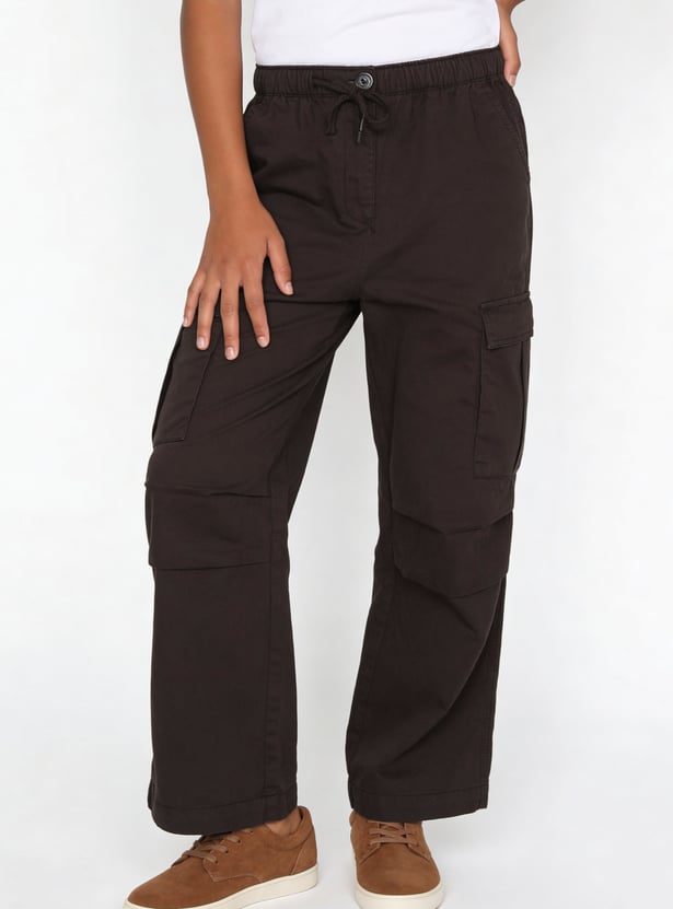Girls Solid Parachute Cargos