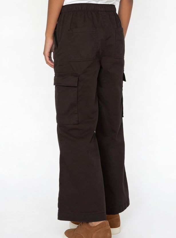 Girls Solid Parachute Cargos