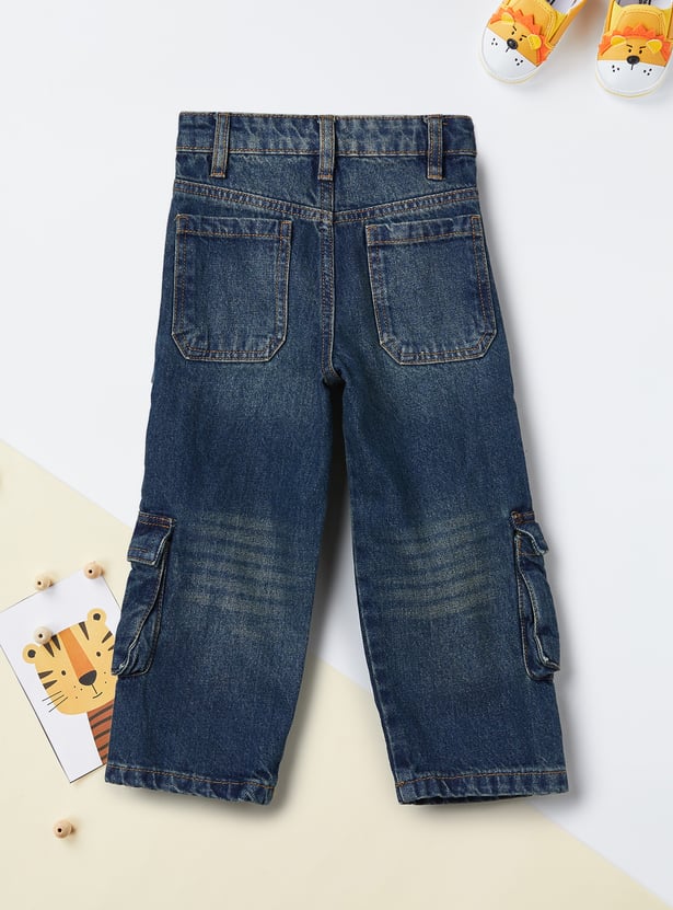 Boys Solid Cargo Jeans
