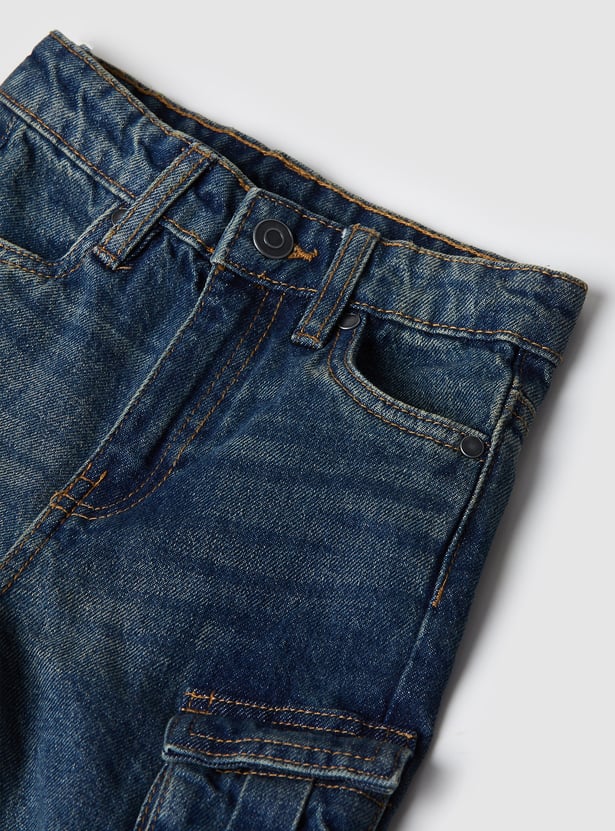 Boys Solid Cargo Jeans