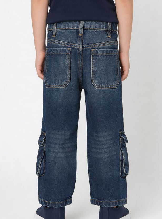 Boys Solid Cargo Jeans